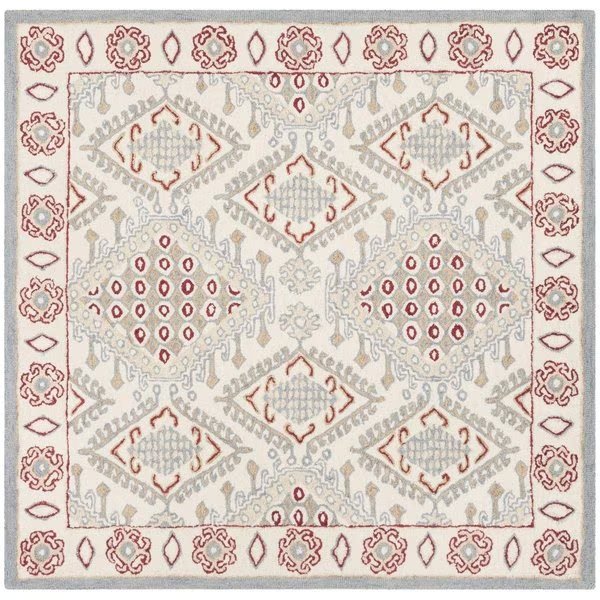 Micro-Loop 500 5 ft. Square Area Rug Ivory & Red, Safavieh, Mfr#: MLP511Q-5SQ